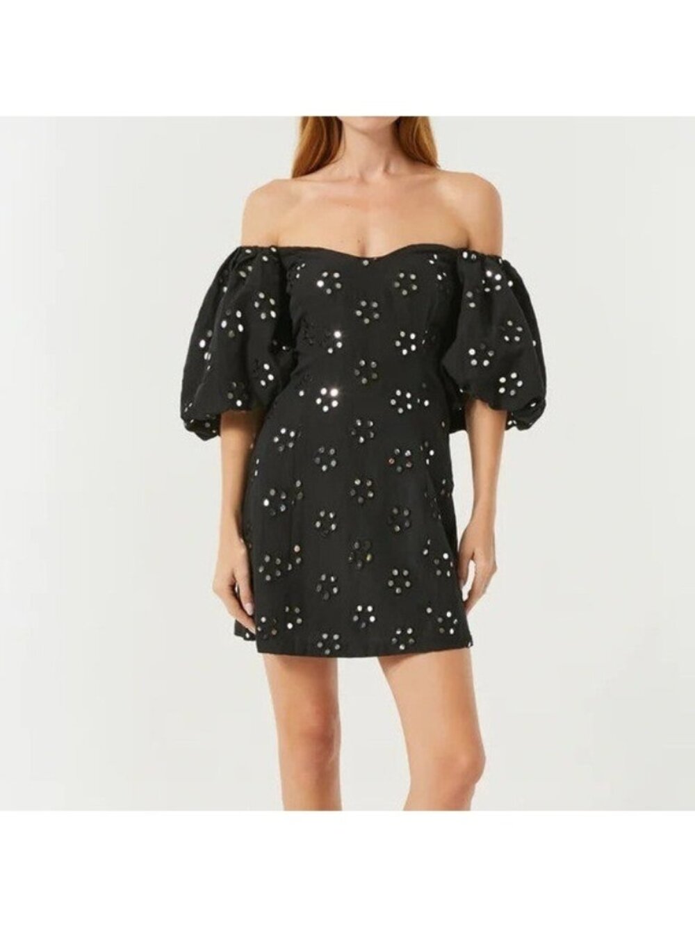 $525 NWT Rhode "Dali" Mini Dress in Ink Mirror Daisy Sz 4